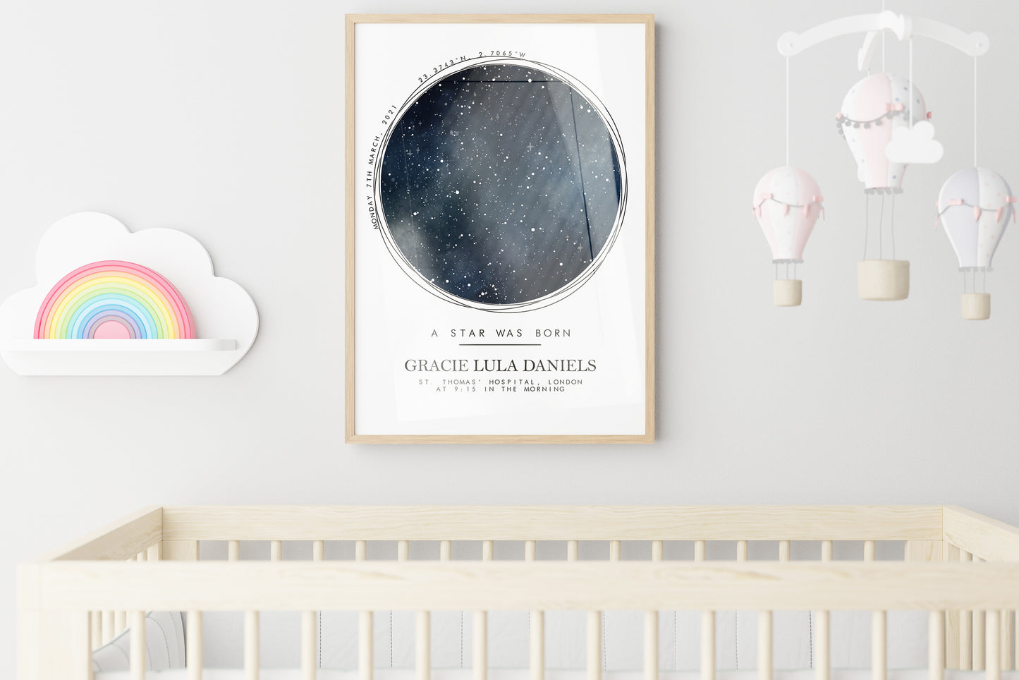 Custom Made A Star Was Born Personalised Birth Print