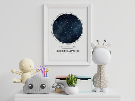 Custom Made A Star Was Born Personalised Birth Print