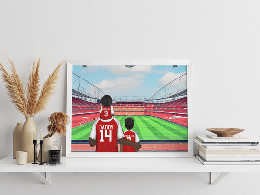 Personalised Arsenal Footie Portrait, Football Family Drawing