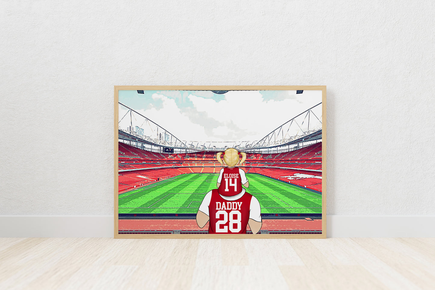 Personalised Arsenal Footie Portrait, Football Family Drawing