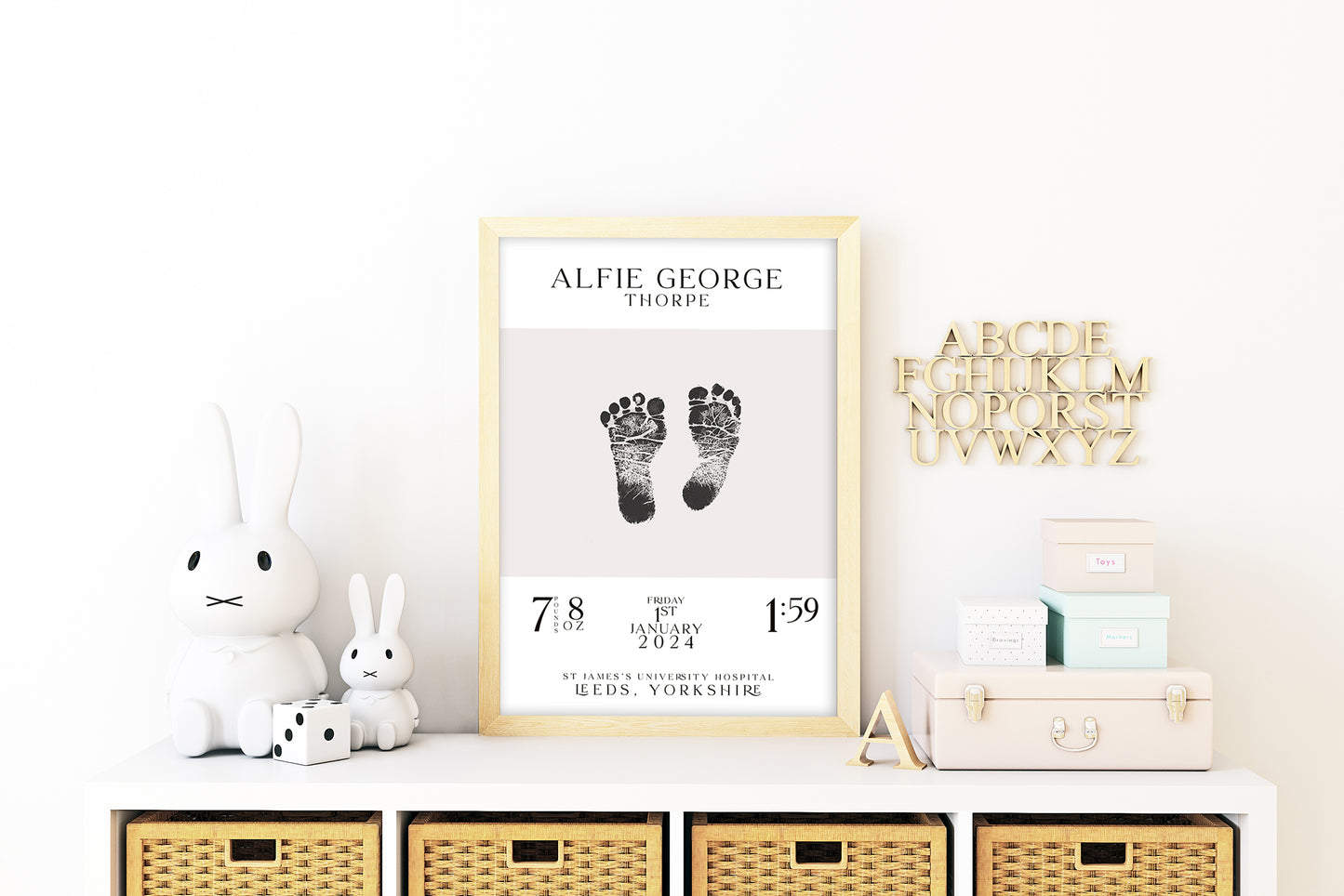 Personalised DIY Newborn Handprint Kit, Birth Details Baby Shower