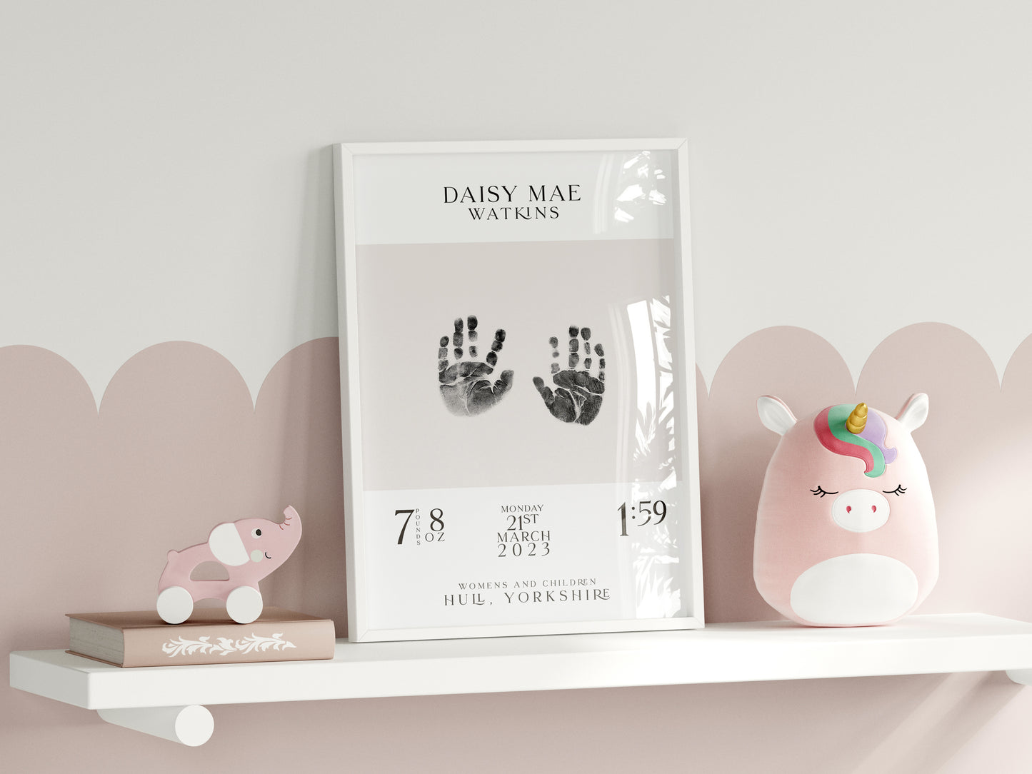 Personalised DIY Newborn Handprint Kit, Birth Details Baby Shower