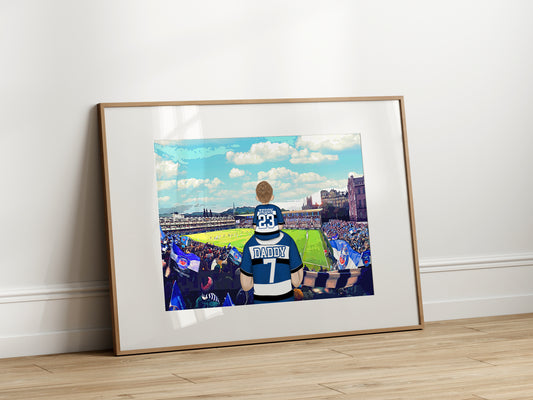 Personalised Bath Rugby Fan Portrait Gift, Rugby Family Drawing