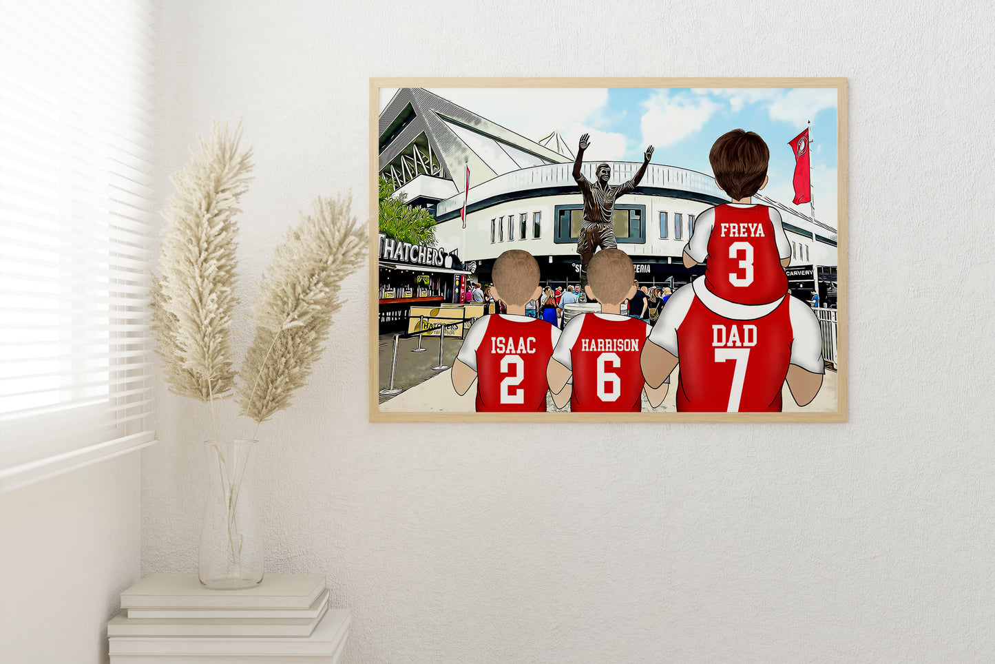 Custom Drawn Bristol City FC Football Fan Portrait Gift, Football Family Drawing for Dad's Birthday