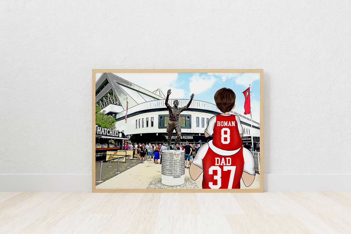 Custom Drawn Bristol City FC Football Fan Portrait Gift, Football Family Drawing for Dad's Birthday