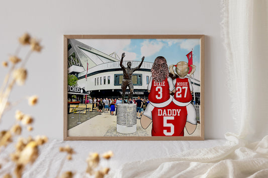 Custom Drawn Bristol City FC Football Fan Portrait Gift, Football Family Drawing for Dad's Birthday