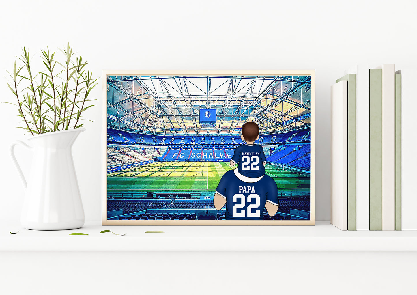 Custom Drawn Bundesliga club FC Schalke Football Fan Portrait Gift, Football Family Drawing for Dad's Birthday