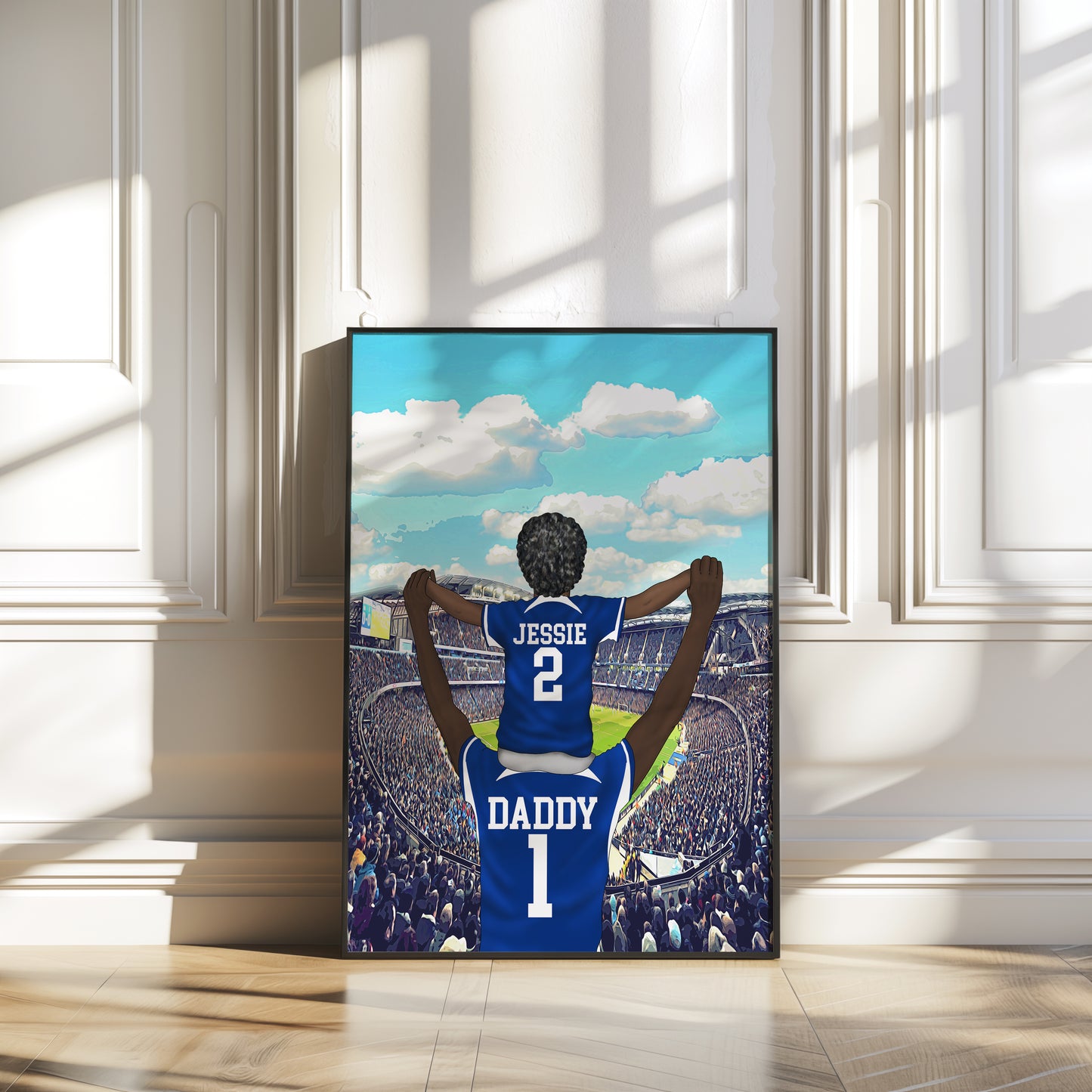 Personalised Scotland Daddy and Me Football Print, Birthday Gift for Dad, Grandad Family Photo