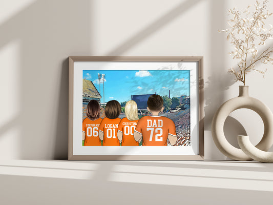 Custom Drawn Personalised Clemson Tigers Footie Fan Portrait Gift, Football Family Drawing for Dad's Birthday (Copy)