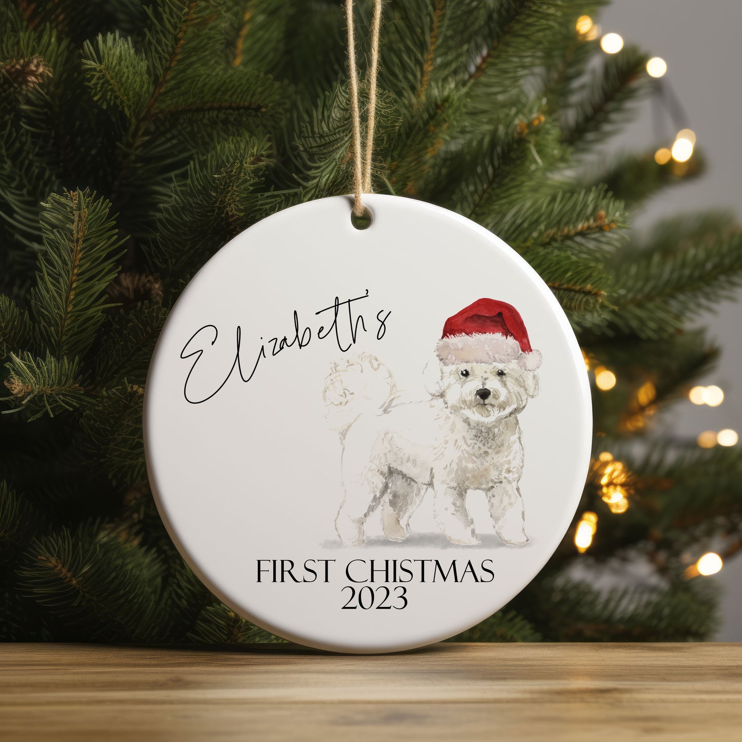 Personalised Dogs First Christmas Tree Bauble, Sweet Custom Christmas Decor, Pet Christmas Present, Hand Drawn Pet Bauble