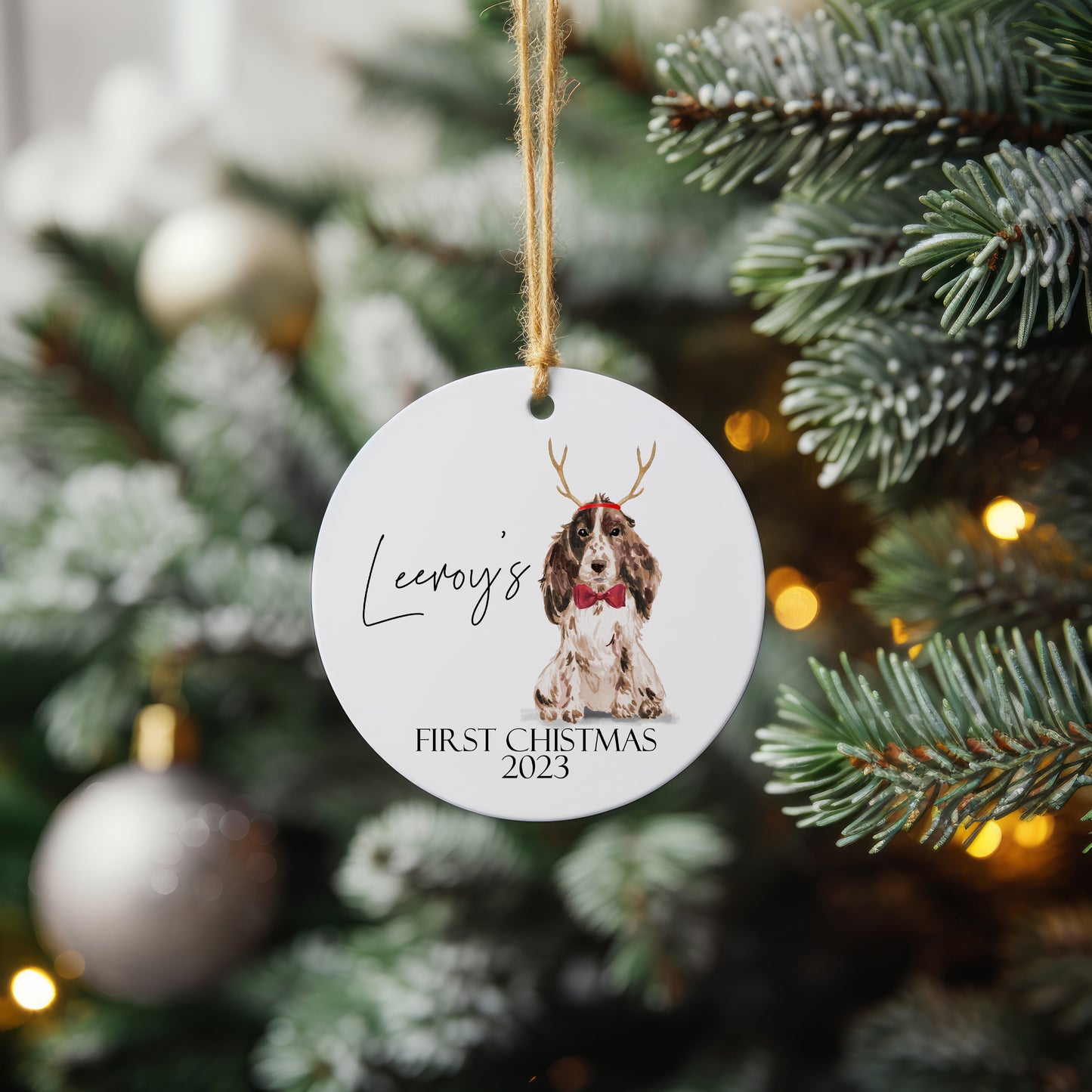 Personalised Dogs First Christmas Tree Bauble, Sweet Custom Christmas Decor, Pet Christmas Present, Hand Drawn Pet Bauble