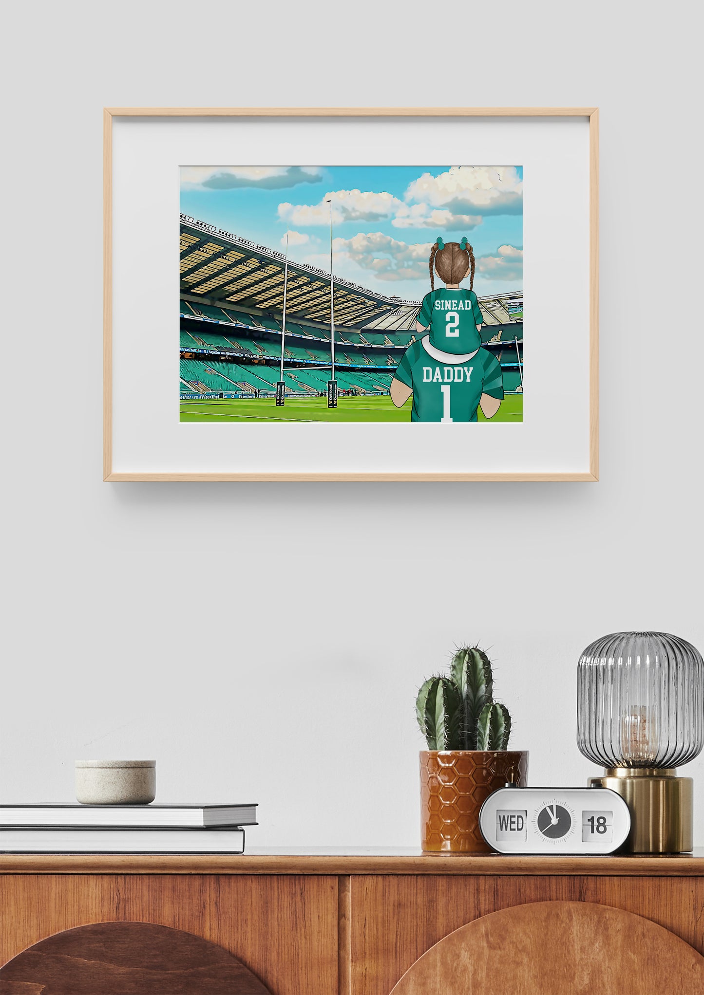 Custom Drawn Personalised Irish Rugby Team Fan Family Portrait Gift, Rugby Union Team Drawing for Dad's Birthday