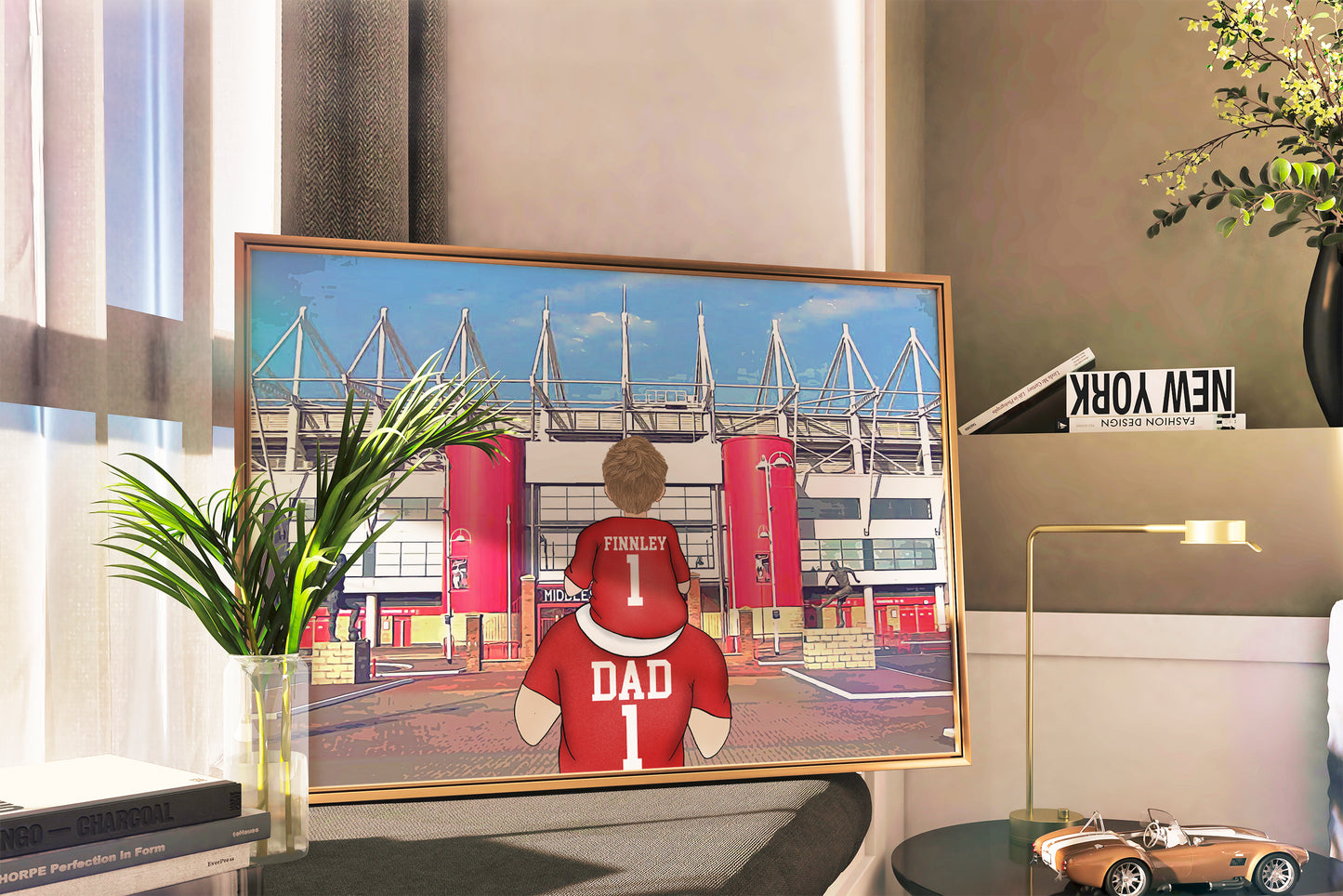 Custom Drawn Personalised Middlesborough Fan Family Portrait Gift, Football Drawing for Dad's Birthday (Copy)