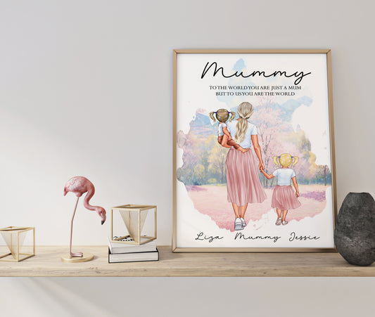 Personalised Mothers Day Print, Mum and Baby Drawing