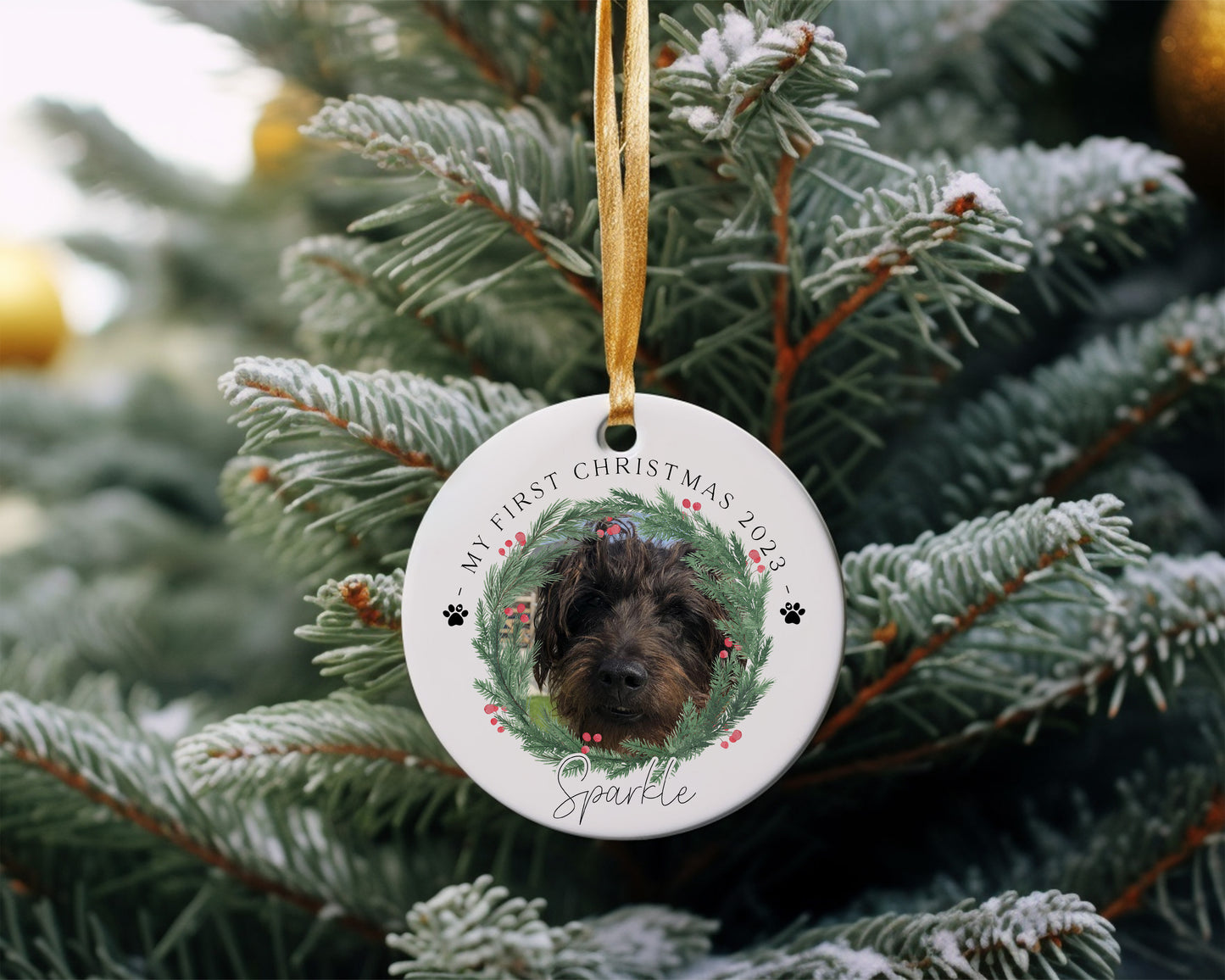 Personalised Dogs First Christmas Bauble, Custom Photo Christmas Ornament, Pet Bauble Keepsake, Dog Mum Puppy Gift, New Puppy