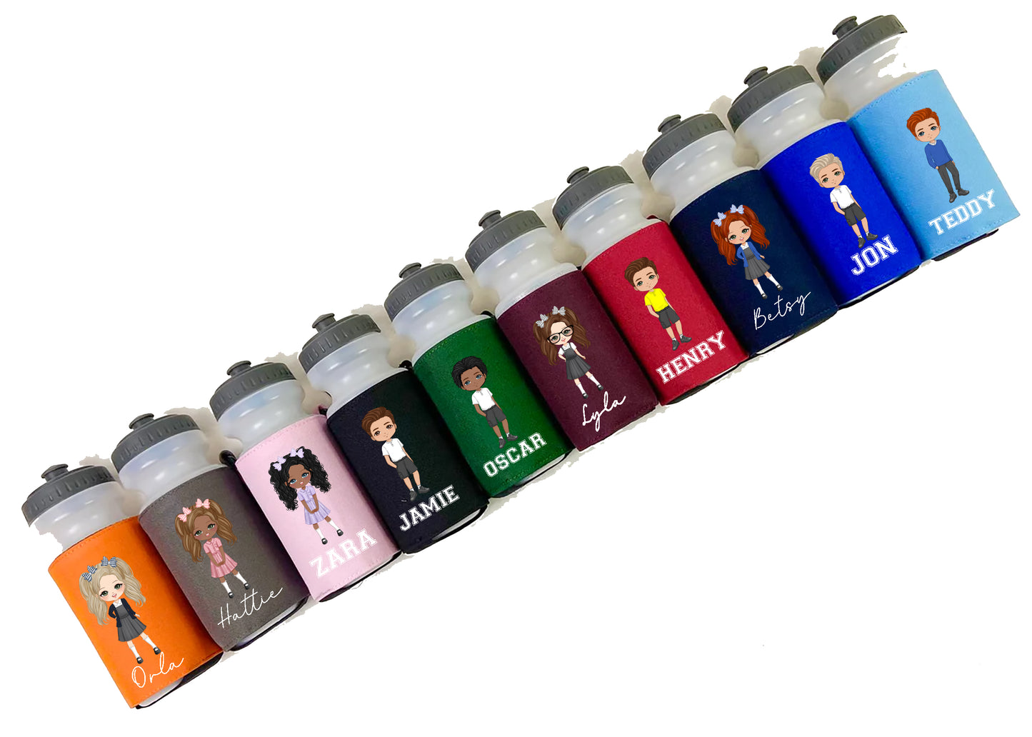 Personalised School Water Bottle and Holder