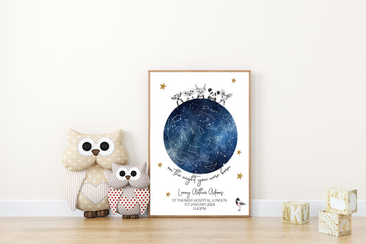 The Night You Were Born with Exotic Animals Print