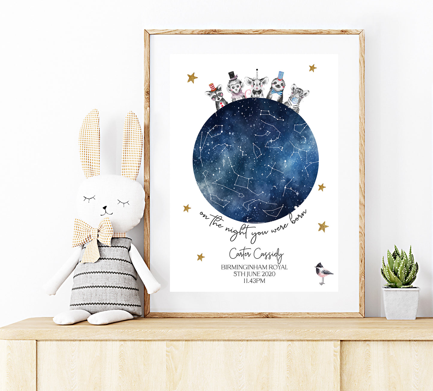 The Night You Were Born with Exotic Animals Print