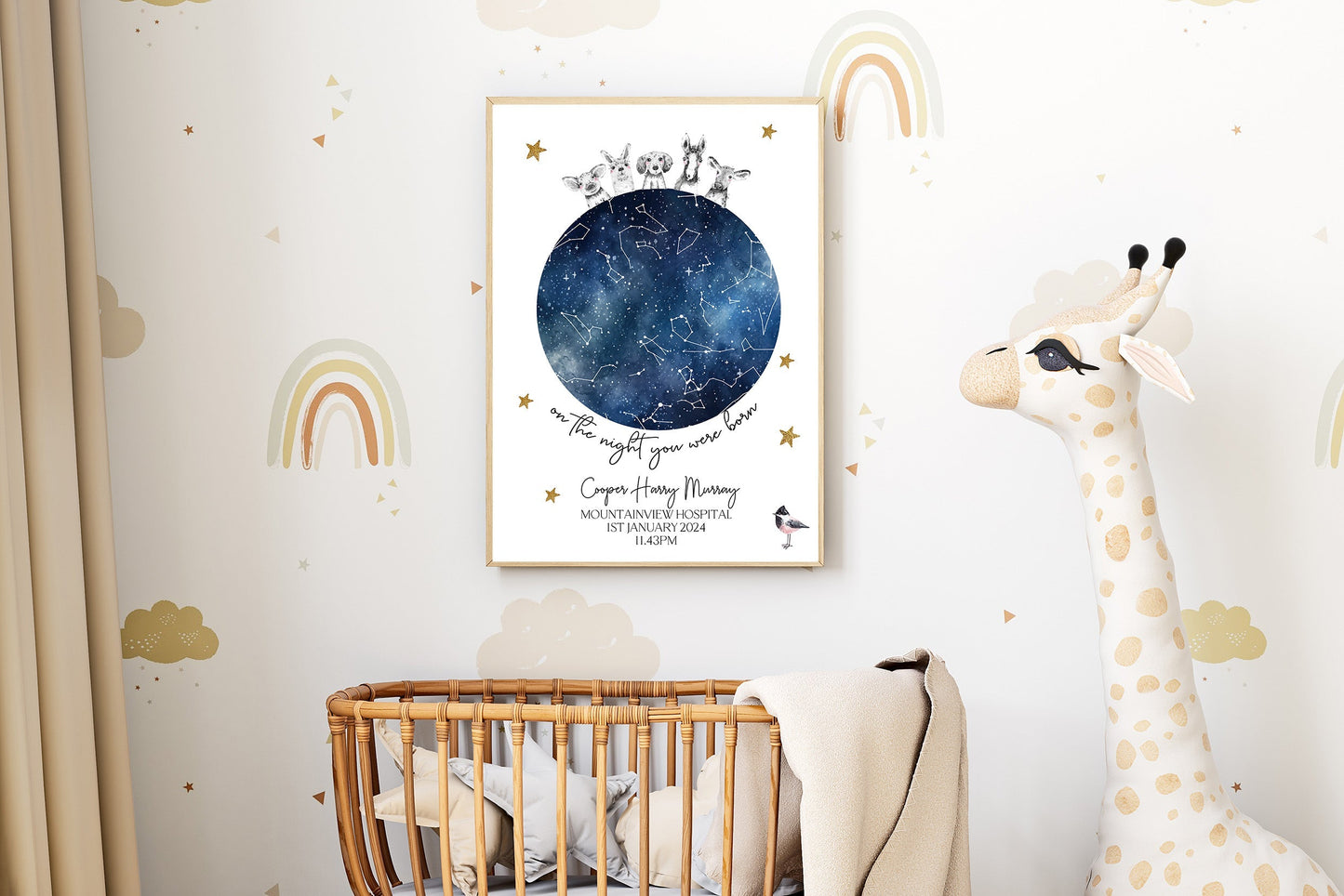 Safari Themed The Night You Were Born Print