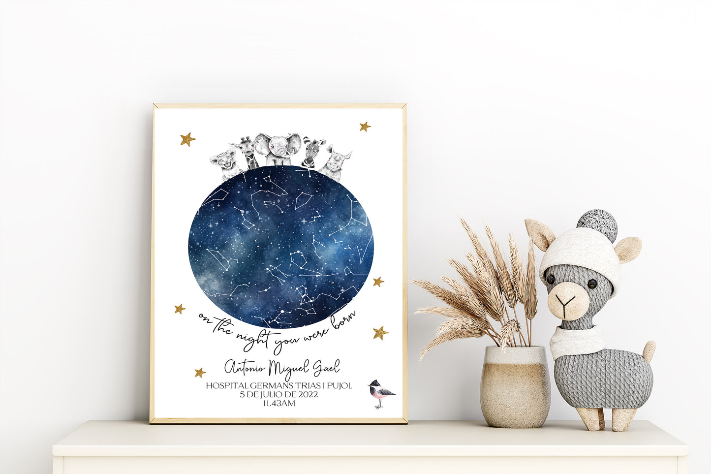 The Night You Were Born with Exotic Animals Print