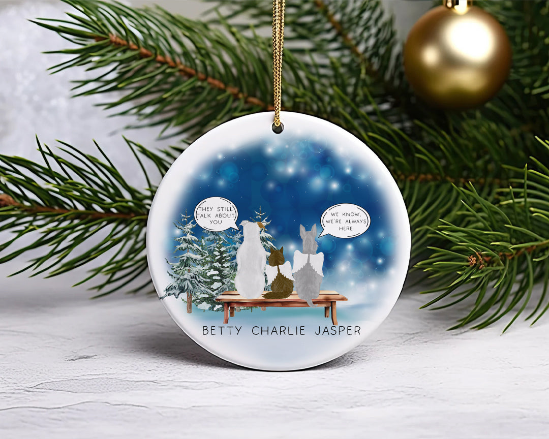 Personalised Pet Loss Ceramic Christmas Bauble Ornament, I Miss You Pet Memorial Bauble