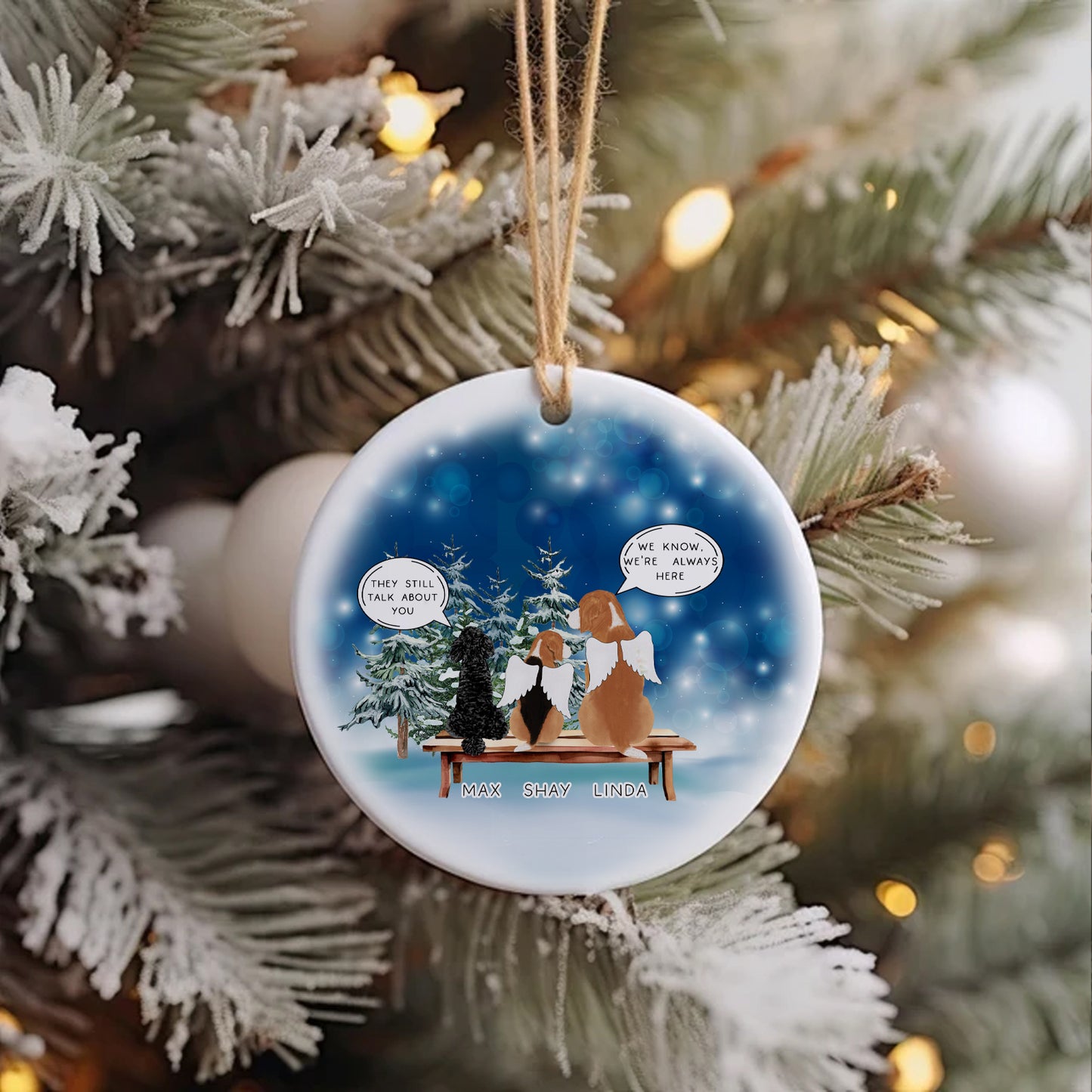 Personalised Pet Loss Ceramic Christmas Bauble Ornament, I Miss You Pet Memorial Bauble