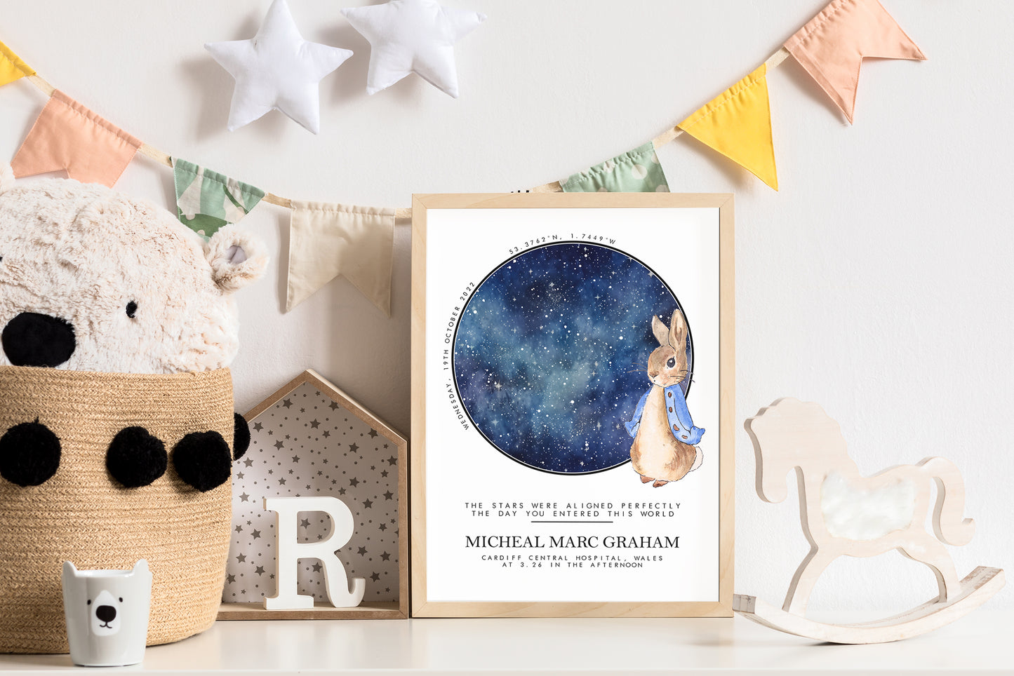 Personalised Stars and Peter Rabbit Christening Gift