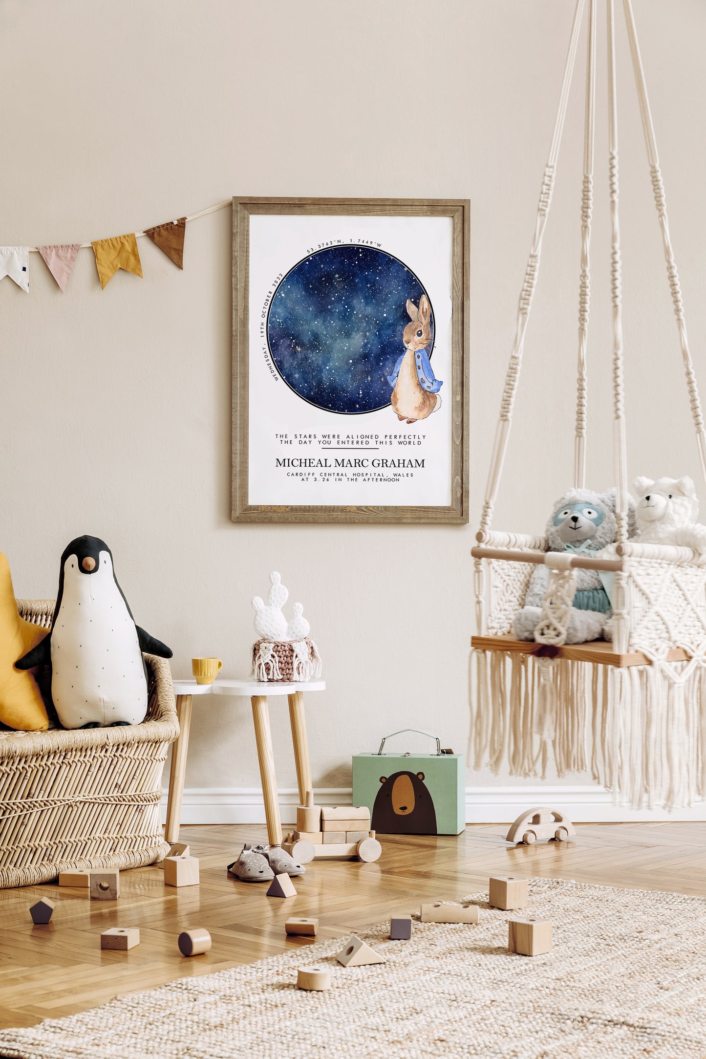 Personalised Stars and Peter Rabbit Christening Gift