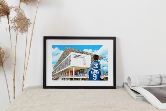 Custom Drawn Personalised Vålerenga Footie Fan Family Portrait Gift, Football Drawing for Dad's Birthday