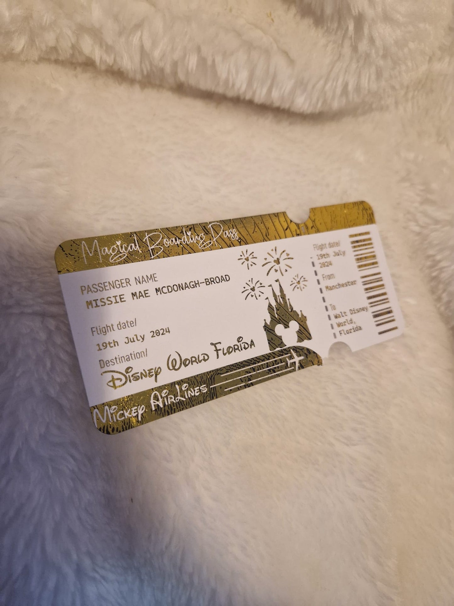 Personalised Golden Ticket Boarding Pass