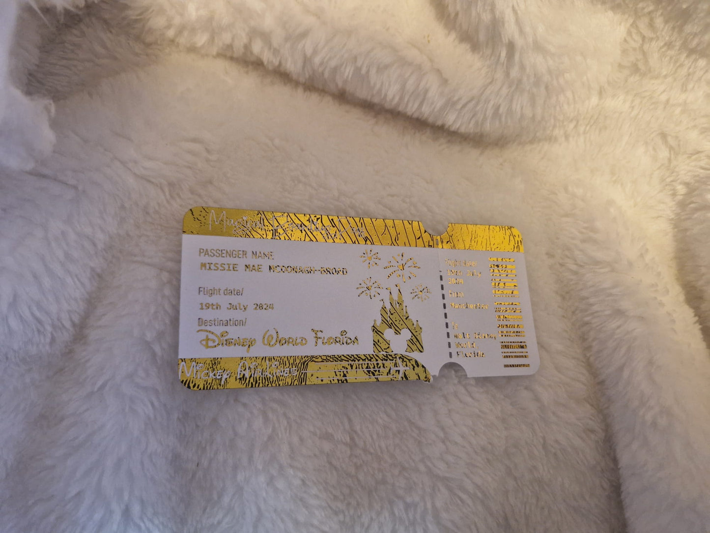 Personalised Golden Ticket Boarding Pass