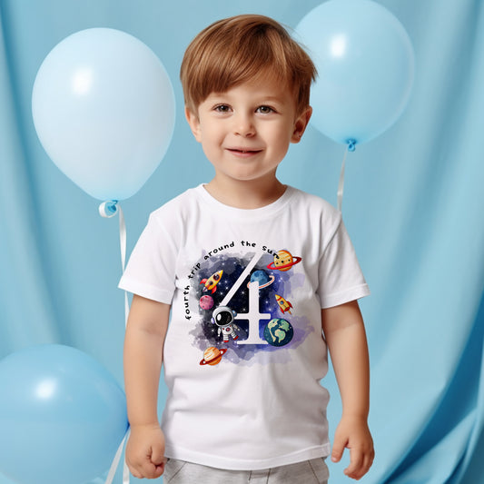 Space Birthday Trip Around the Sun TShirt, 4th Birthday Outfit