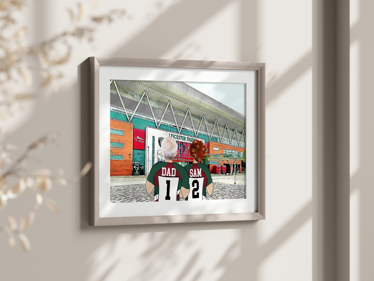 Custom Drawn Personalised Lincoln Fan Family Portrait Gift, Football Drawing for Dad's Birthday